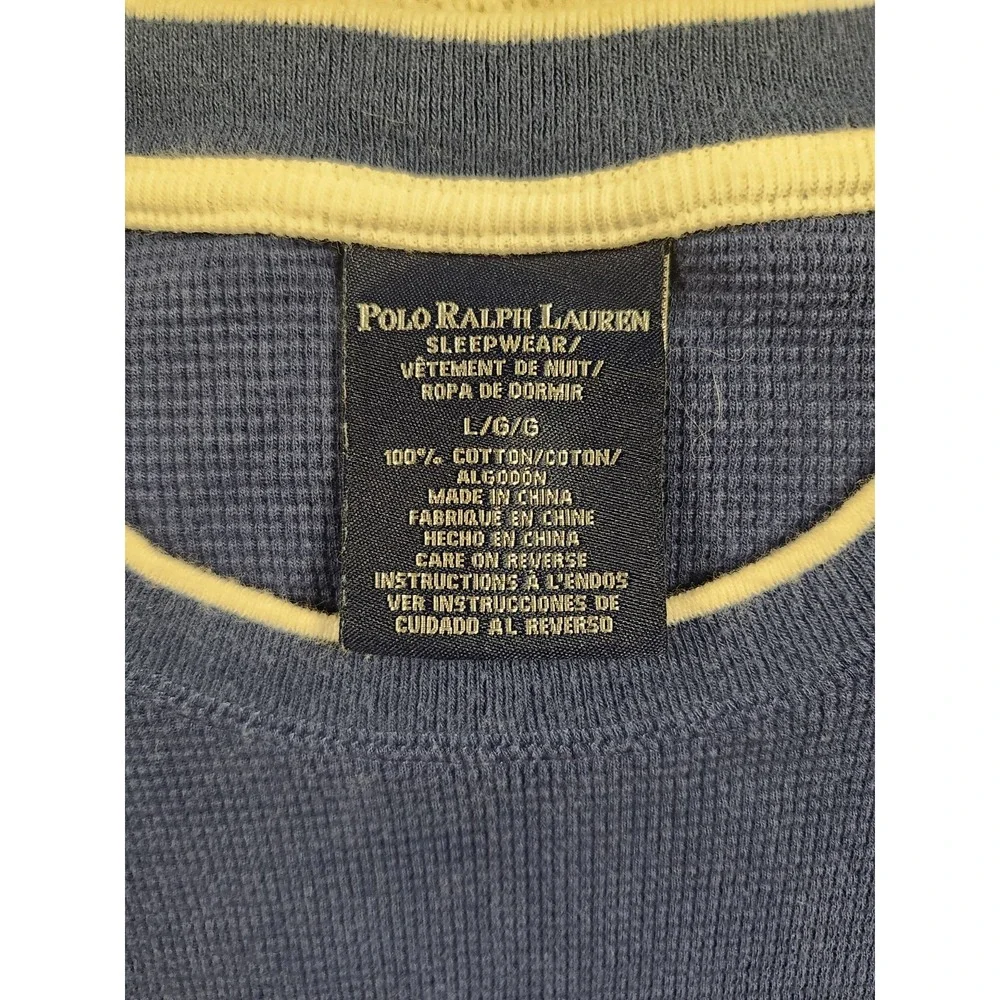 Polo Ralph Lauren Shirt Mens L Large Blue Sleepwear Thermal Long Sleeve